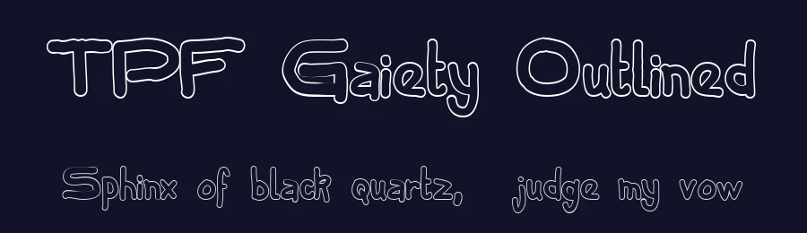TPF Gaiety Outlined — Display Font — thumbnail 2
