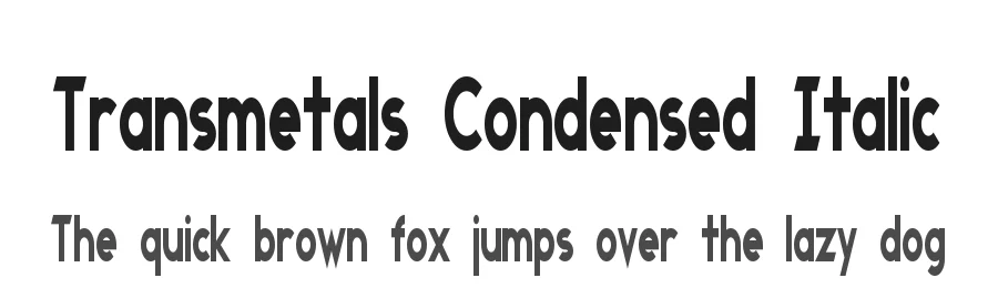 Transmetals Condensed Italic by Neale Davidson β Display Font