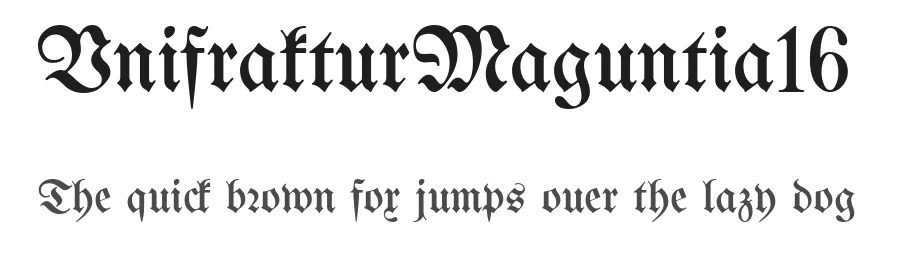 UnifrakturMaguntia16 by j. 'mach' wust, Gerrit Ansmann, Georg Duffner, based on a font by Peter Wiegel, original typeface by Carl Albert Fahrenw — Display Font