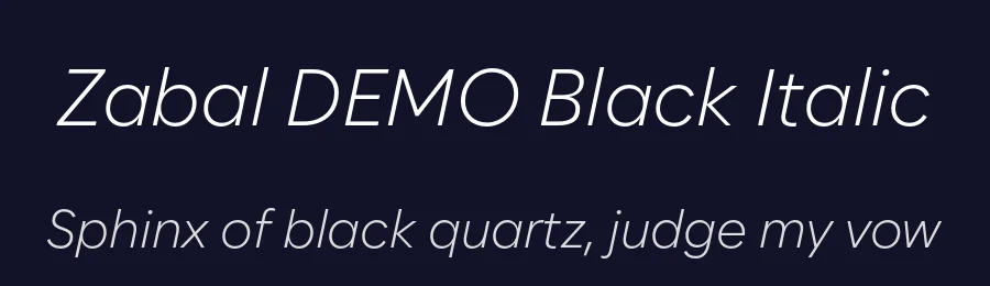 Zabal DEMO Black Italic by Max Saille and Jason Harcombe — Display Font — thumbnail 2