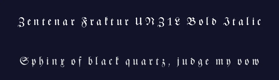 Zentenar Fraktur UNZ1L Bold Italic by Friedrich Hermann Ernst Schneidler — Display Font — thumbnail 2