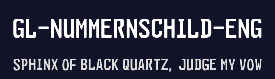 GL-Nummernschild-Eng — Sans Serif Font — thumbnail 2