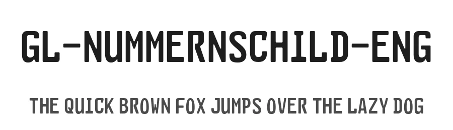 GL-Nummernschild-Eng — Sans Serif Font