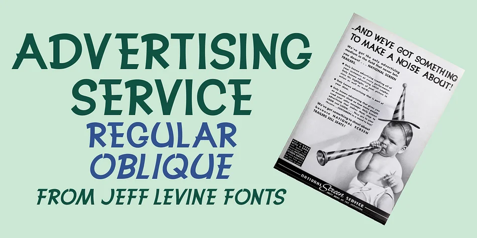 Advertising Service JNL by Jeff Levine Fonts — Display Font