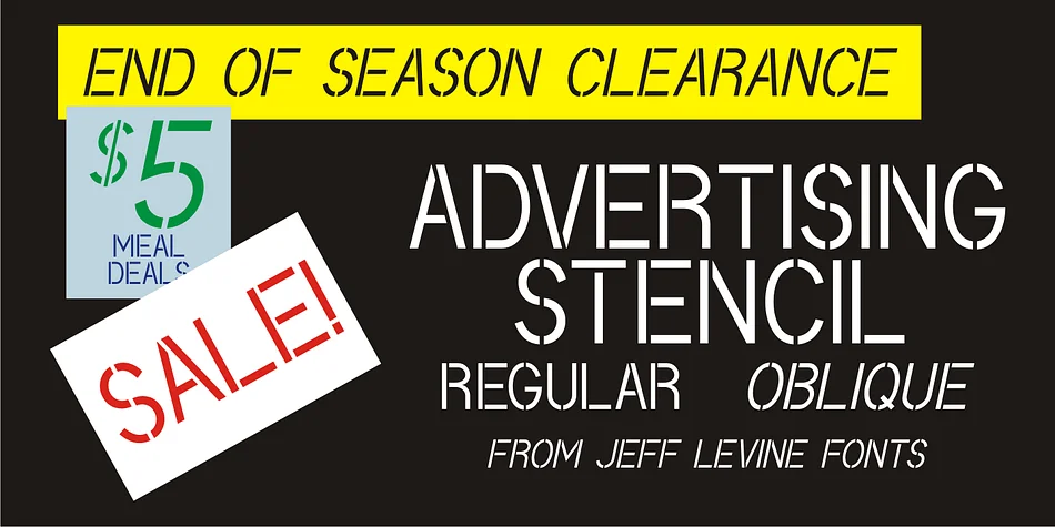 ADVERTISING STENCIL JNL by Jeff Levine Fonts — Display Font