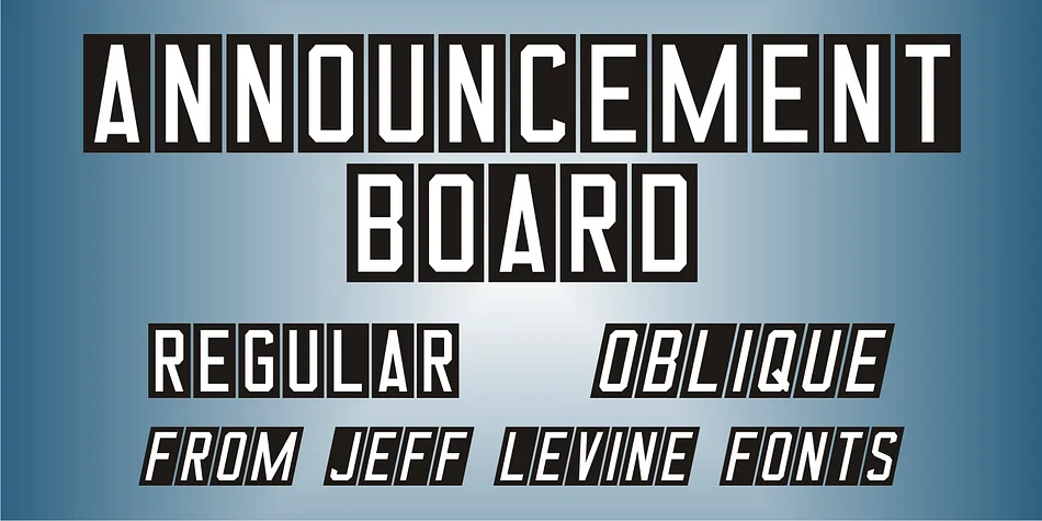 ANNOUNCEMENT BOARD JNL by Jeff Levine Fonts — Display Font