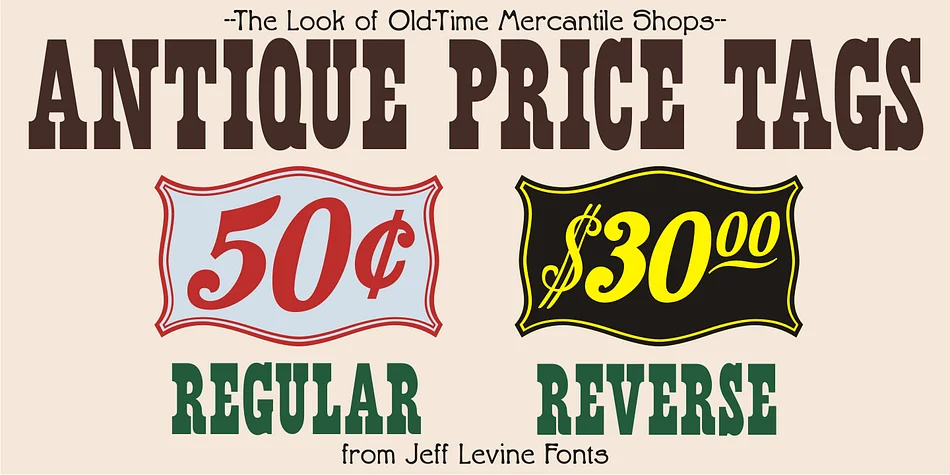 Antique Price Tags JNL by Jeff Levine Fonts — Dingbats Font