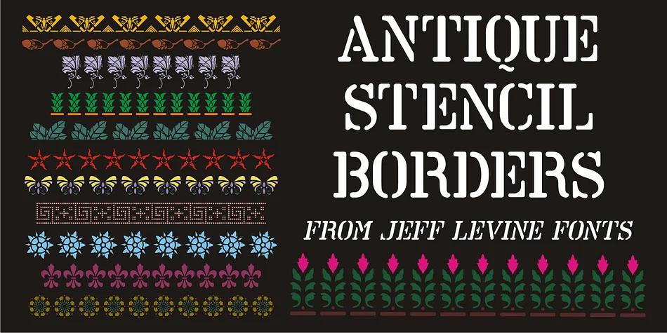 Antique Stencil Borders JNL by Jeff Levine Fonts — Dingbats Font
