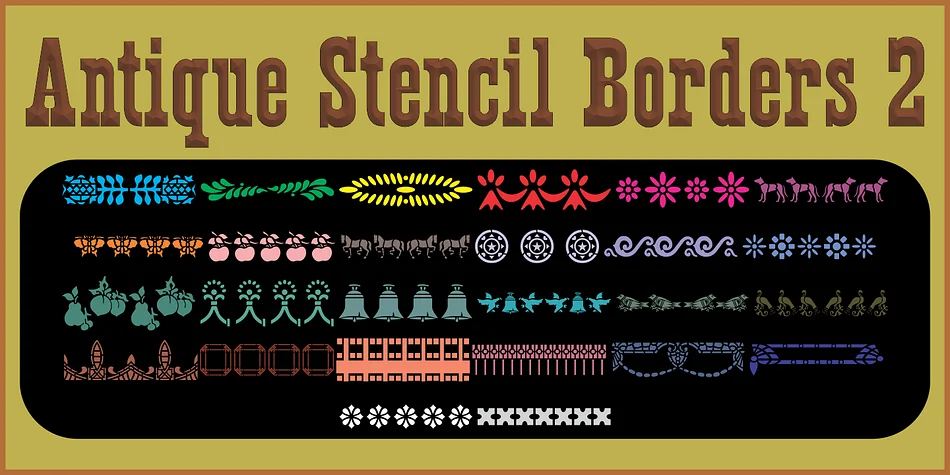 Antique Stencil Borders Two JNL by Jeff Levine Fonts — Dingbats Font