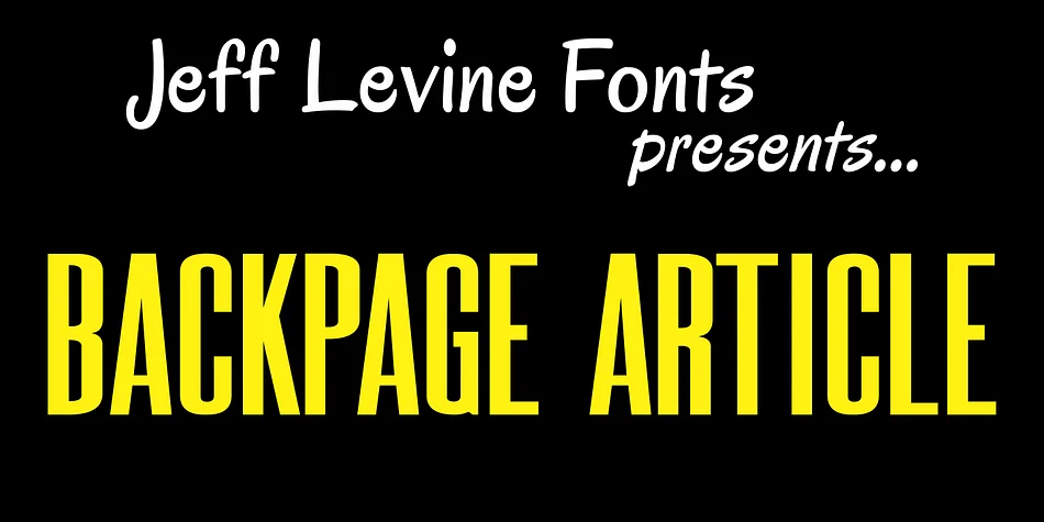 BACKPAGE ARTICLE JNL by Jeff Levine Fonts — Display Font