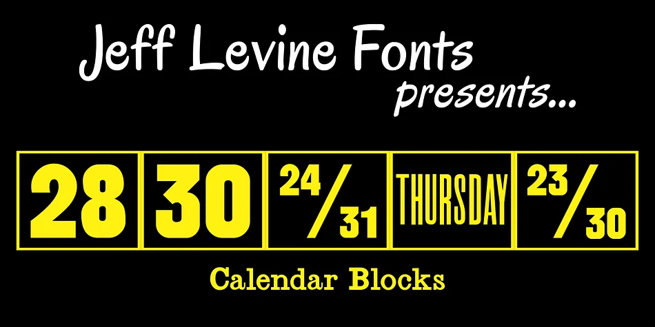 Calendar Blocks JNL by Jeff Levine Fonts — Dingbats Font