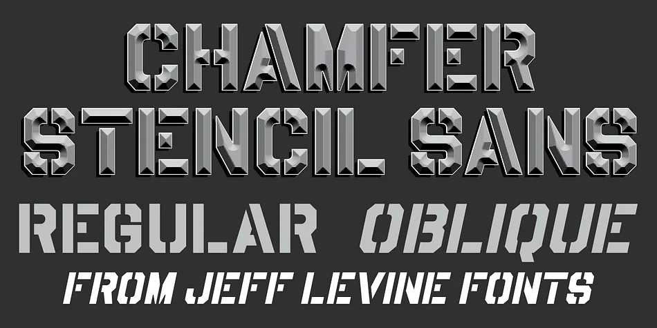 CHAMFER STENCIL SANS JNL by Jeff Levine Fonts — Display Font