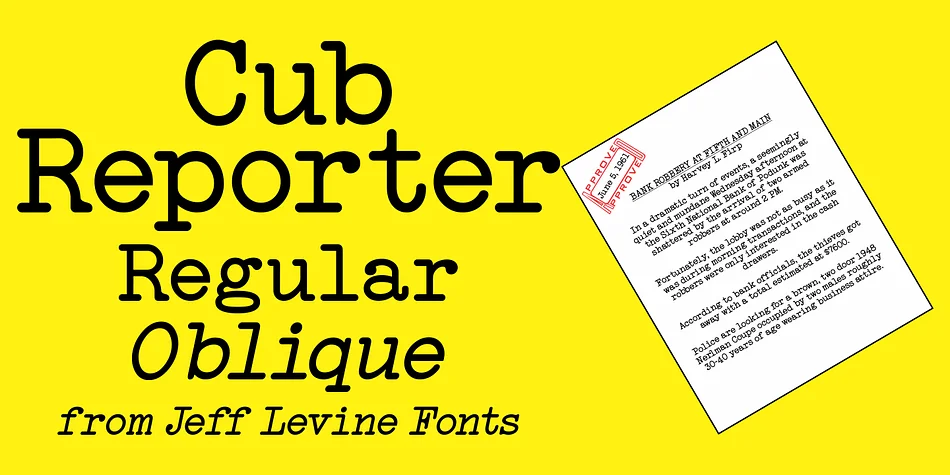 Cub Reporter JNL by Jeff Levine Fonts — Decorative Font