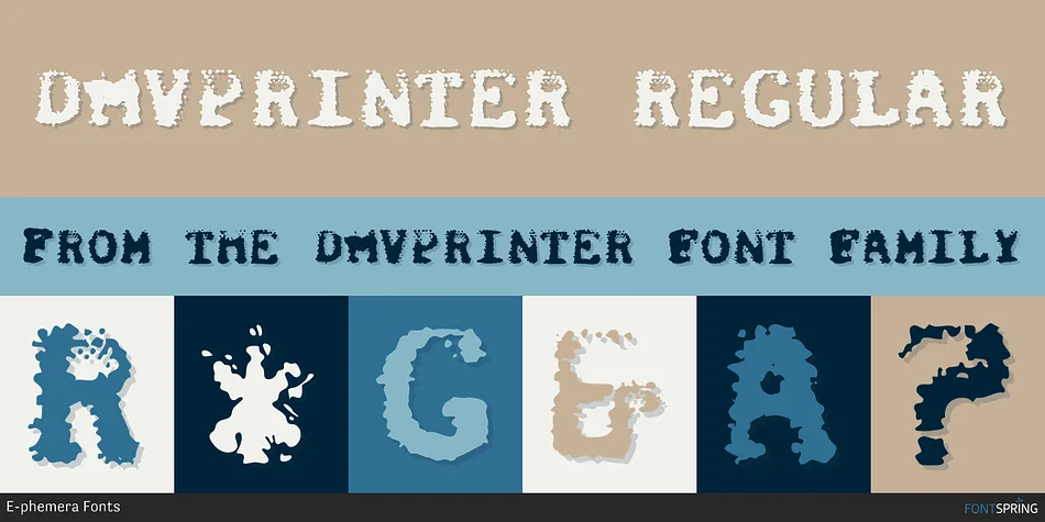 DMVPRINTER by E-phemera Fonts β Decorative Font