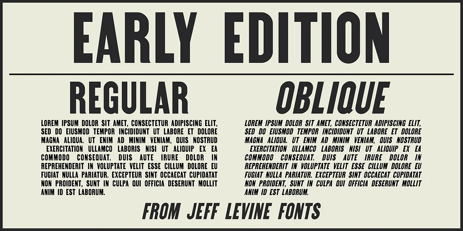 EARLY EDITION JNL by Jeff Levine Fonts — Display Font