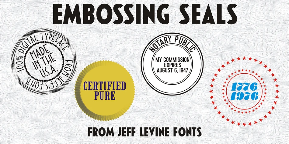 Embossing Seals JNL by Jeff Levine Fonts — Dingbats Font
