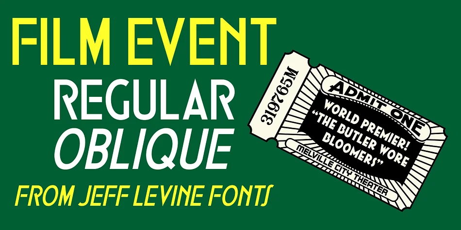 FILM EVENT JNL by Jeff Levine Fonts — Decorative Font