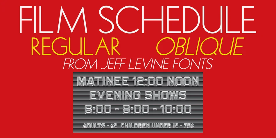 FILM SCHEDULE JNL by Jeff Levine Fonts — Decorative Font