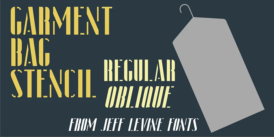 GARMENT BAG STENCIL JNL by Jeff Levine Fonts — Decorative Font