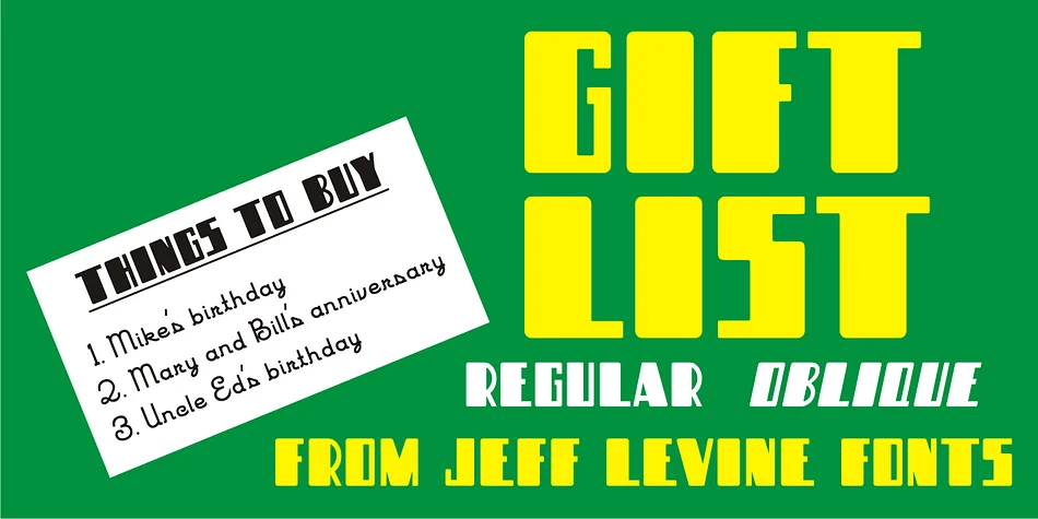 GIFT LIST JNL by Jeff Levine Fonts — Display Font