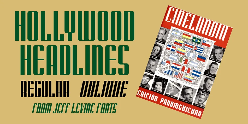 Hollywood Headlines JNL by Jeff Levine Fonts — Display Font