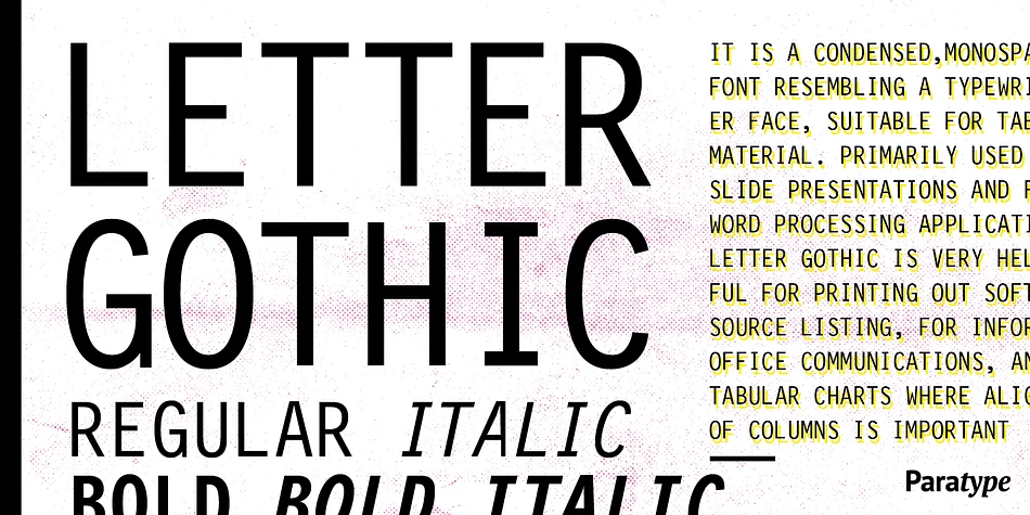 Letter Gothic 12 Pitch by ParaType โ Decorative Font