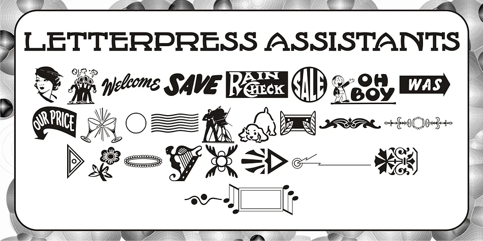 Letterpress Assistants JNL by Jeff Levine Fonts — Dingbats Font
