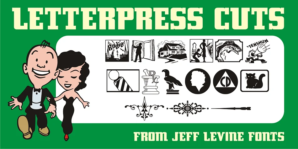 Letterpress Cuts JNL by Jeff Levine Fonts — Dingbats Font