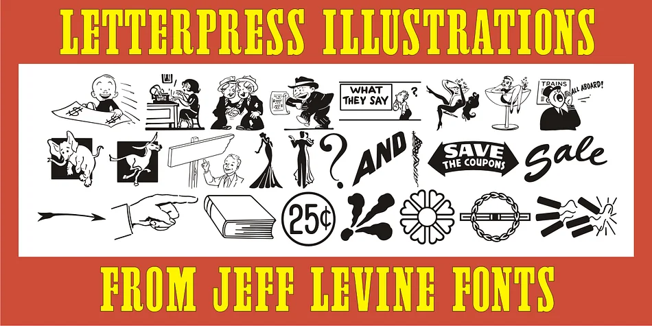 Letterpress Illustrations JNL by Jeff Levine Fonts — Dingbats Font