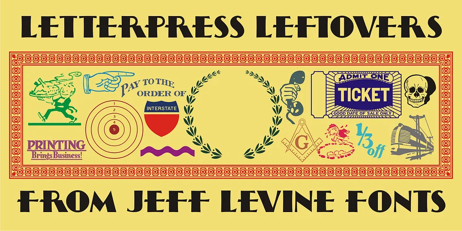 Letterpress Leftovers JNL by Jeff Levine Fonts — Dingbats Font