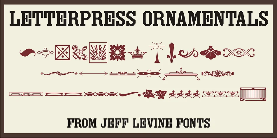 Letterpress Ornamentals JNL by Jeff Levine Fonts — Dingbats Font