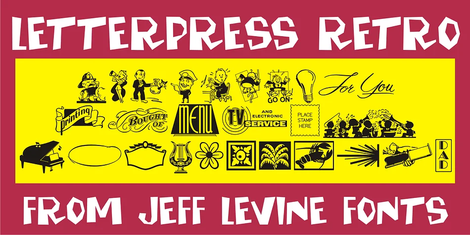 Letterpress Retro JNL by Jeff Levine Fonts — Dingbats Font