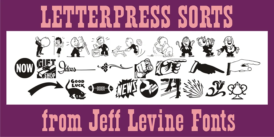 Letterpress Sorts JNL by Jeff Levine Fonts — Dingbats Font