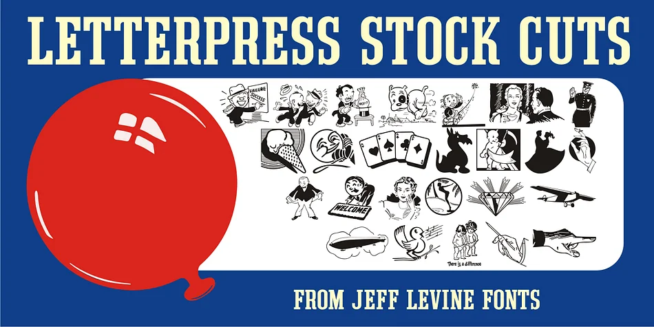Letterpress Stock Cuts JNL by Jeff Levine Fonts — Dingbats Font