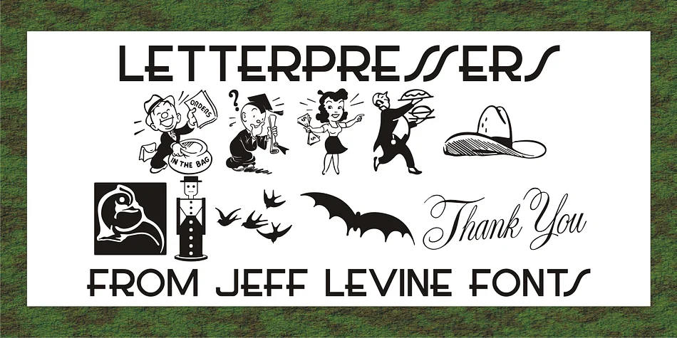 Letterpressers JNL by Jeff Levine Fonts — Dingbats Font