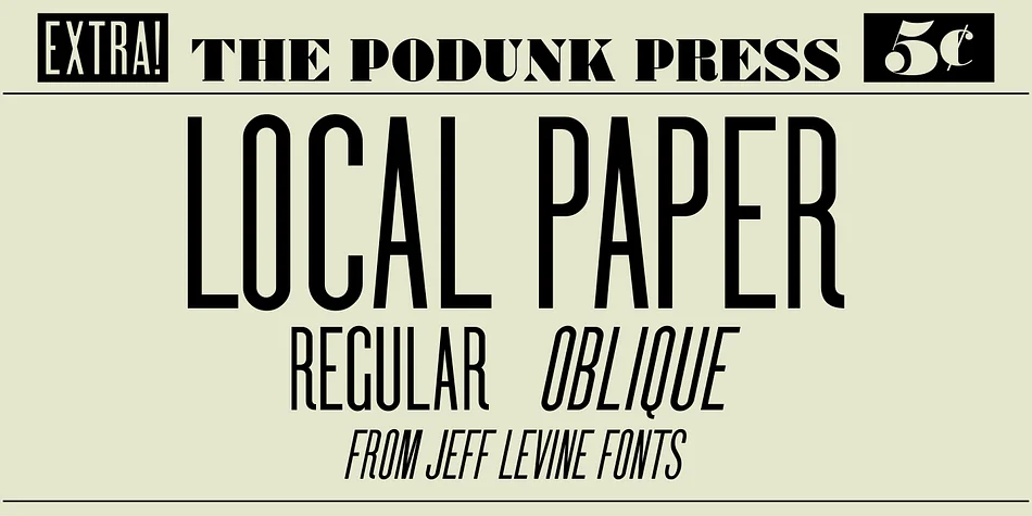 Local Paper JNL by Jeff Levine Fonts — Display Font