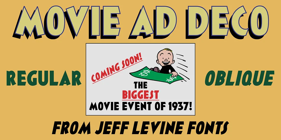 MOVIE AD DECO JNL by Jeff Levine Fonts — Display Font