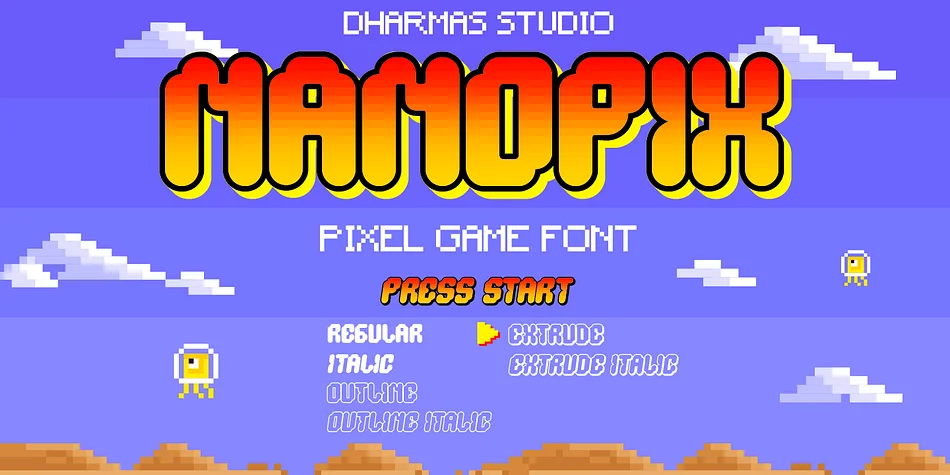 Nano Pix by Dharmas Studio — Display Font