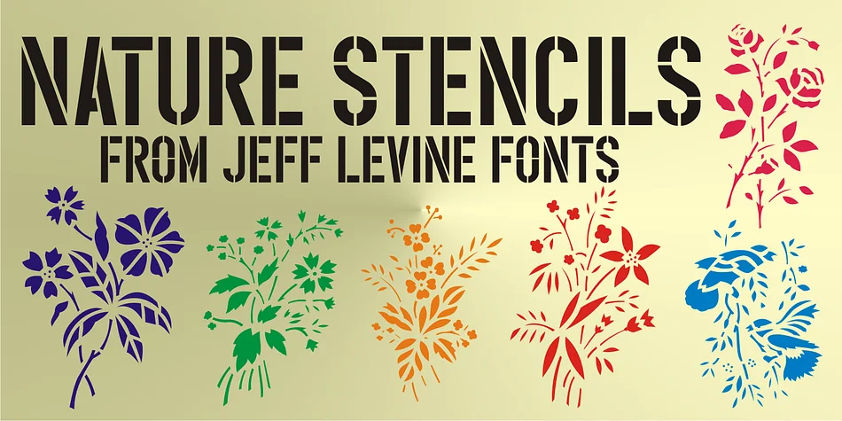 Nature Stencils JNL by Jeff Levine Fonts — Dingbats Font