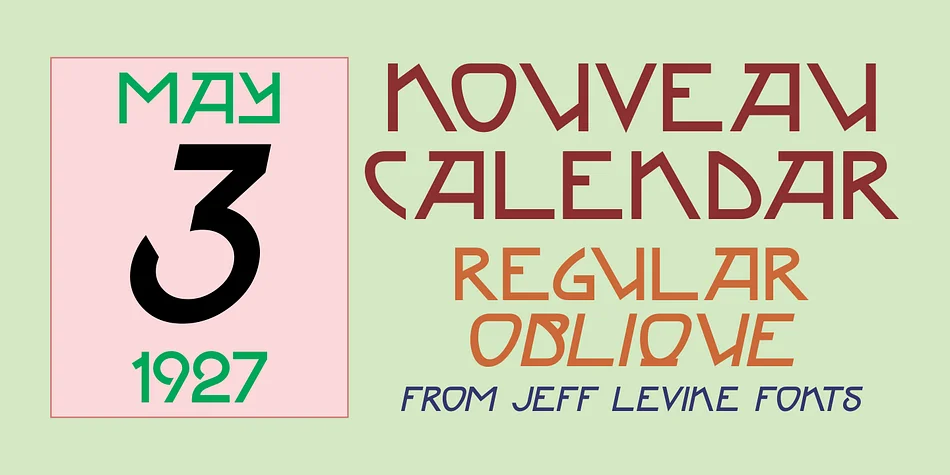 NOUVEAU CALENDAR JNL by Jeff Levine Fonts — Decorative Font