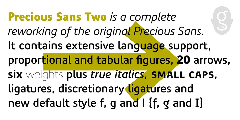 Precious Sans Two by G-Type — Display Font