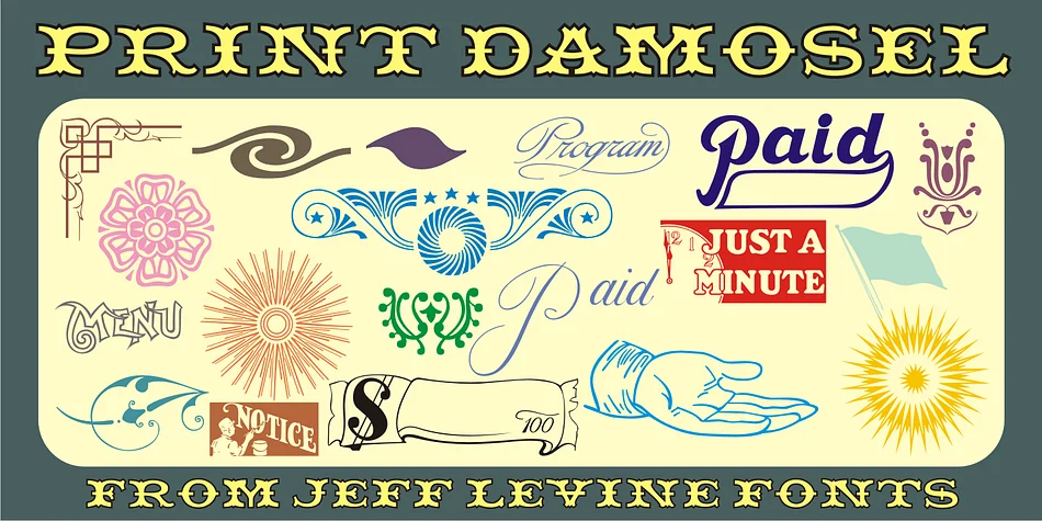 Print Damosel JNL by Jeff Levine Fonts — Dingbats Font