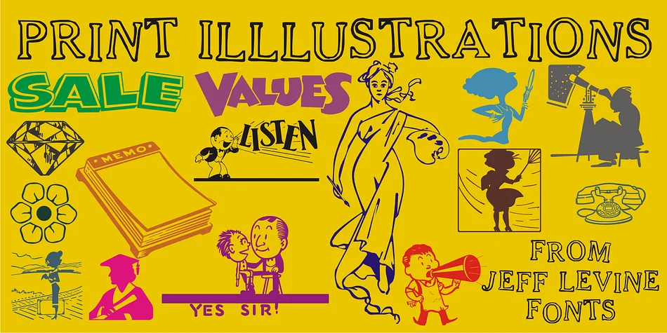 Print Illustrations JNL by Jeff Levine Fonts — Dingbats Font
