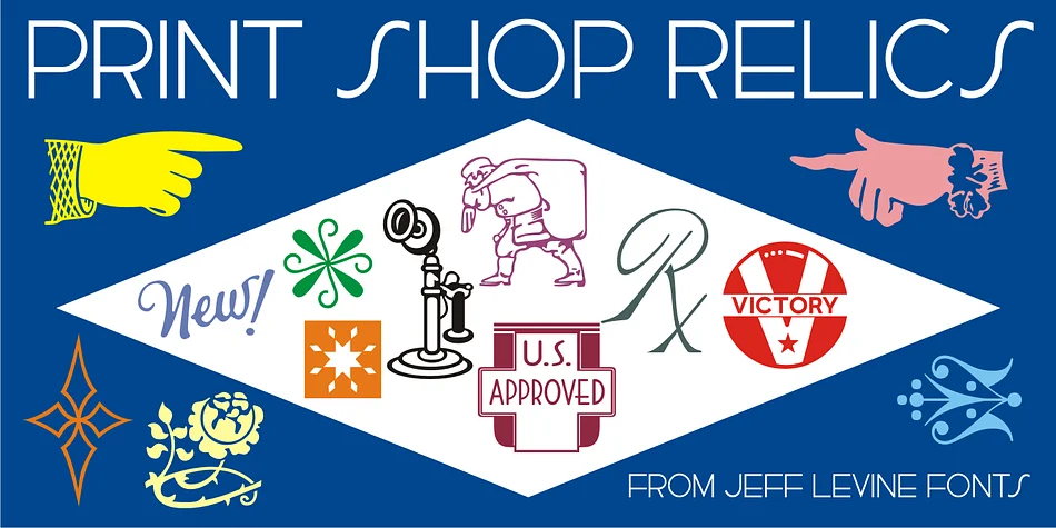 Print Shop Relics JNL by Jeff Levine Fonts — Dingbats Font