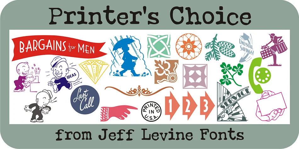 Printers Choice JNL by Jeff Levine Fonts — Dingbats Font