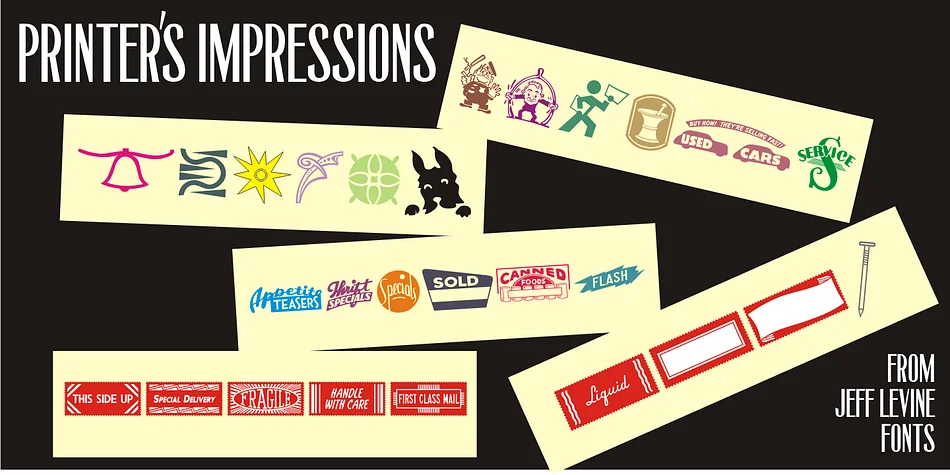 Printers Impressions JNL by Jeff Levine Fonts — Dingbats Font