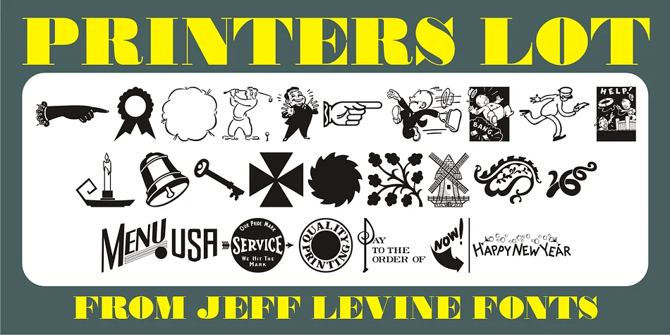 Printers Lot JNL by Jeff Levine Fonts — Dingbats Font