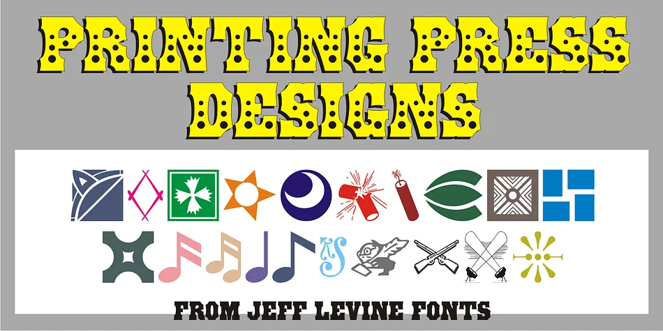 Printing Press Designs JNL by Jeff Levine Fonts — Dingbats Font