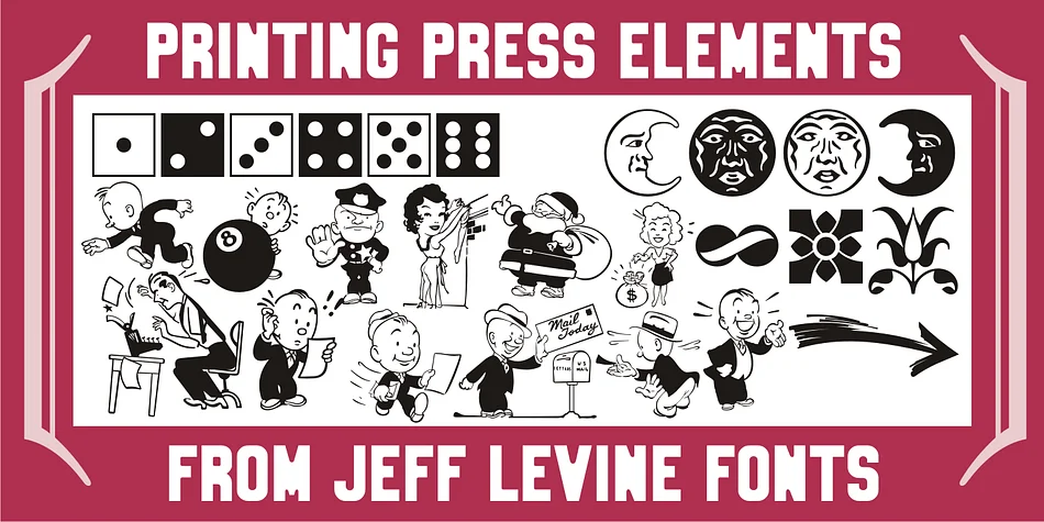 Printing Press Elements JNL by Jeff Levine Fonts — Dingbats Font
