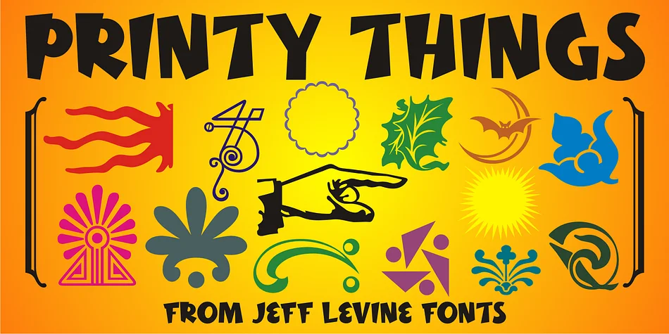 Printy Things JNL by Jeff Levine Fonts — Dingbats Font